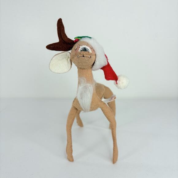 Vtg 1970 Annalee Reindeer Mobilitee Standing Posable With Santa Hat Christmas - Picture 7 of 11